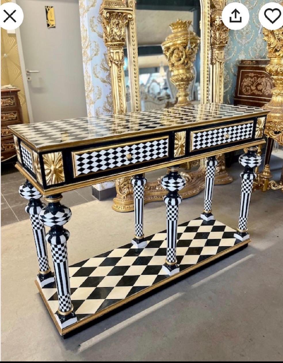 SPECIAL ORDER - Black White & Gold Series of Display Cabinet, Chest of Drawer, Chair, Small Bench and Art Décor Table For Stylish Home Decor