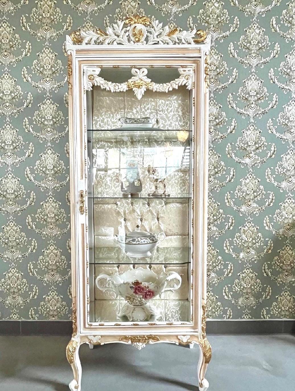 SPECIAL ORDER - Black White & Gold Series of Display Cabinet, Chest of Drawer, Chair, Small Bench and Art Décor Table For Stylish Home Decor