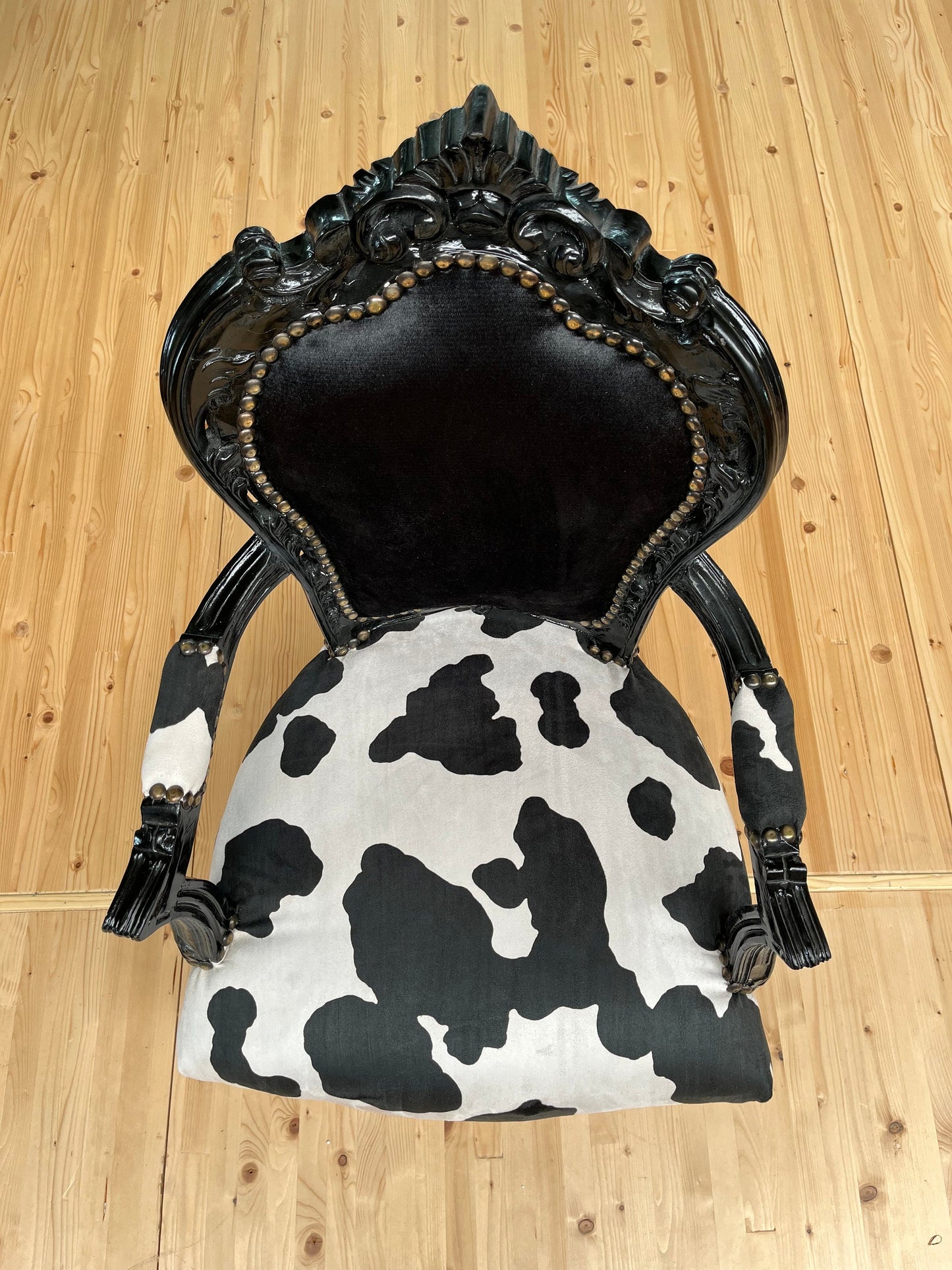 Armchair French Louis Style Black Velvet Dining Chair Baroque Rococo Style Armchair in Animal Print for Home