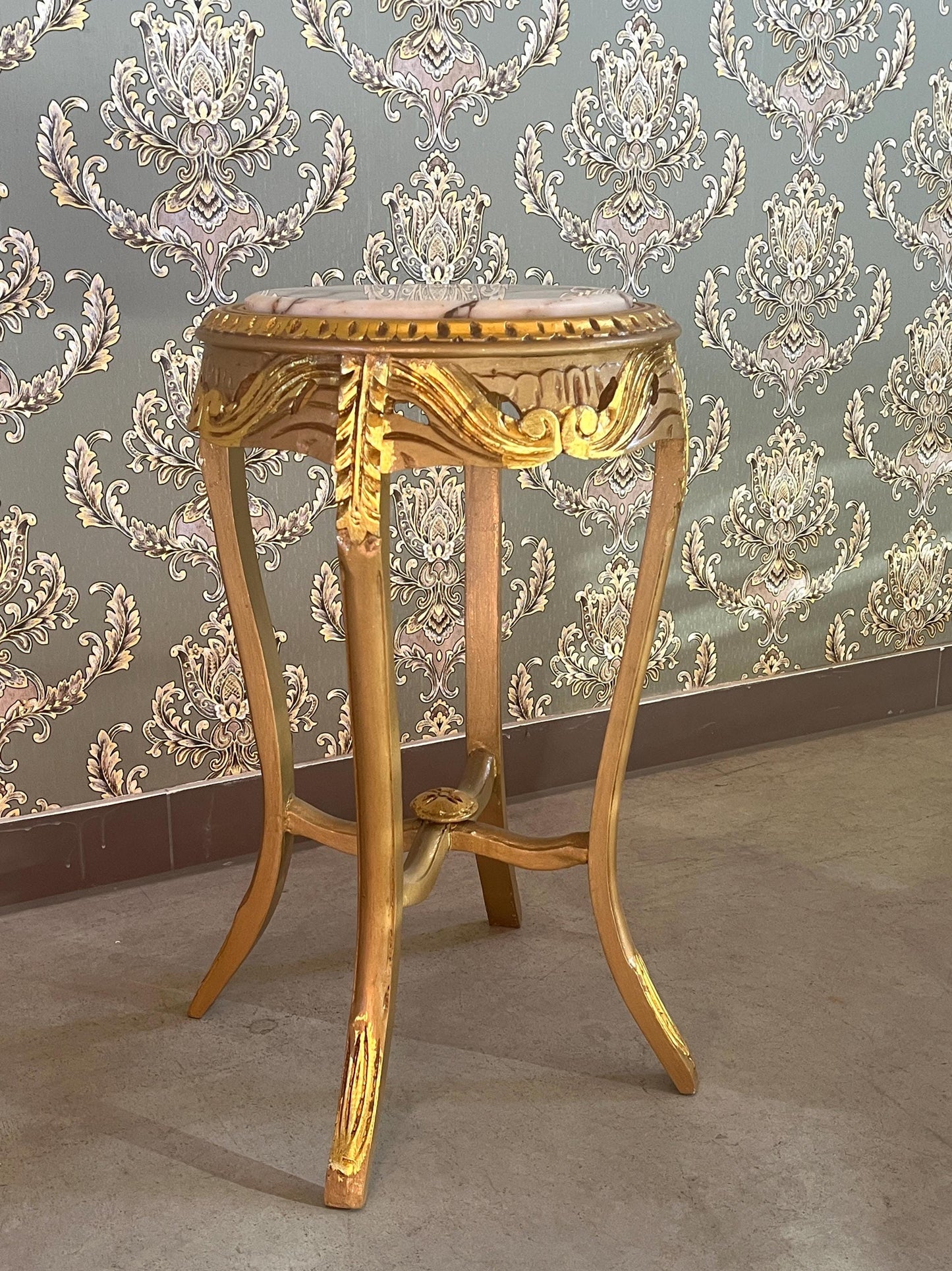 Small Side Table Baroque Rococo Style with Marble Top in Gold Finish Tea Table Coffee Table for Home Decor