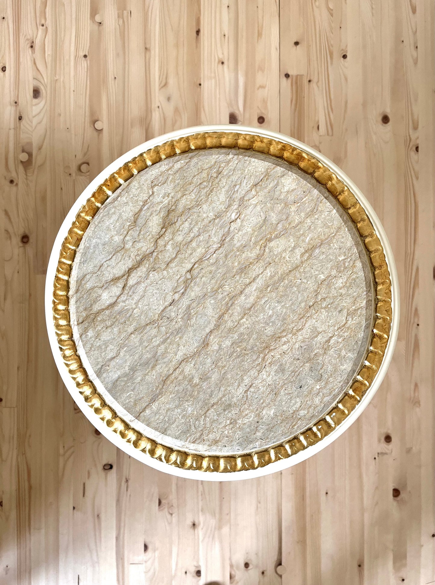 Side Table French Baroque Style with Marble Top Lamp Table Coffee Table Retro Antique Style White Finish Beige Marble for Home Decor