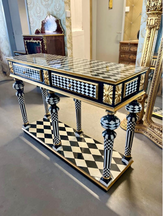 SPECIAL ORDER - Black White & Gold Series of Display Cabinet, Chest of Drawer, Chair, Small Bench and Art Décor Table For Stylish Home Decor