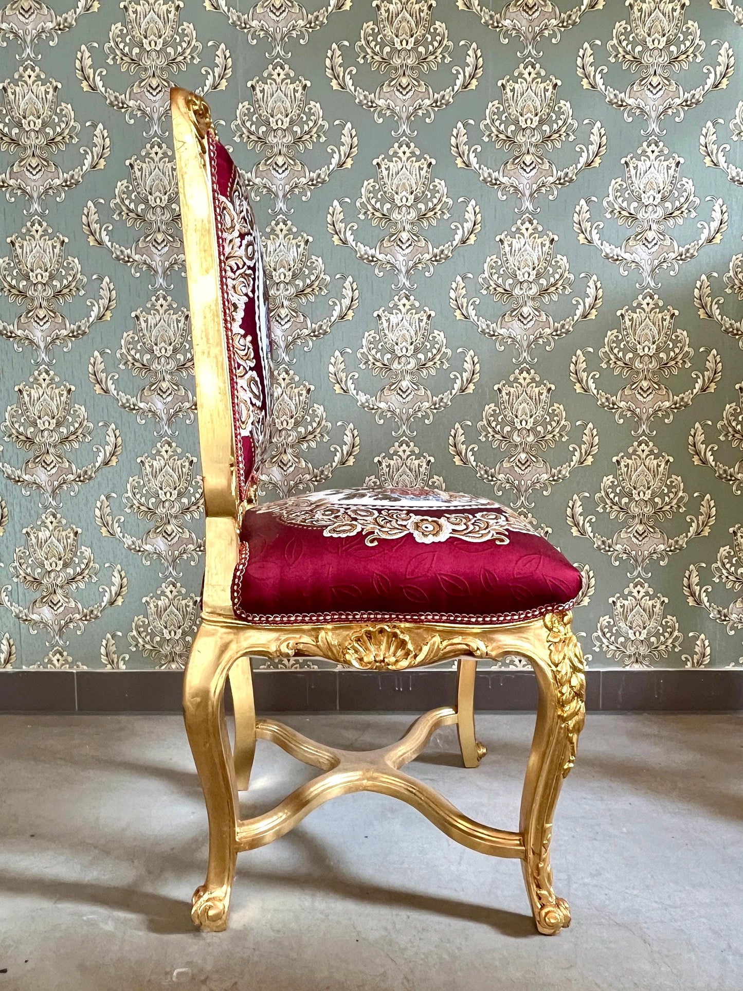 Accent Chair Antique Style Gold Finish Dining Chair Red Baroque Rococo Style Chair in Red Italian Baroque Style for Home
