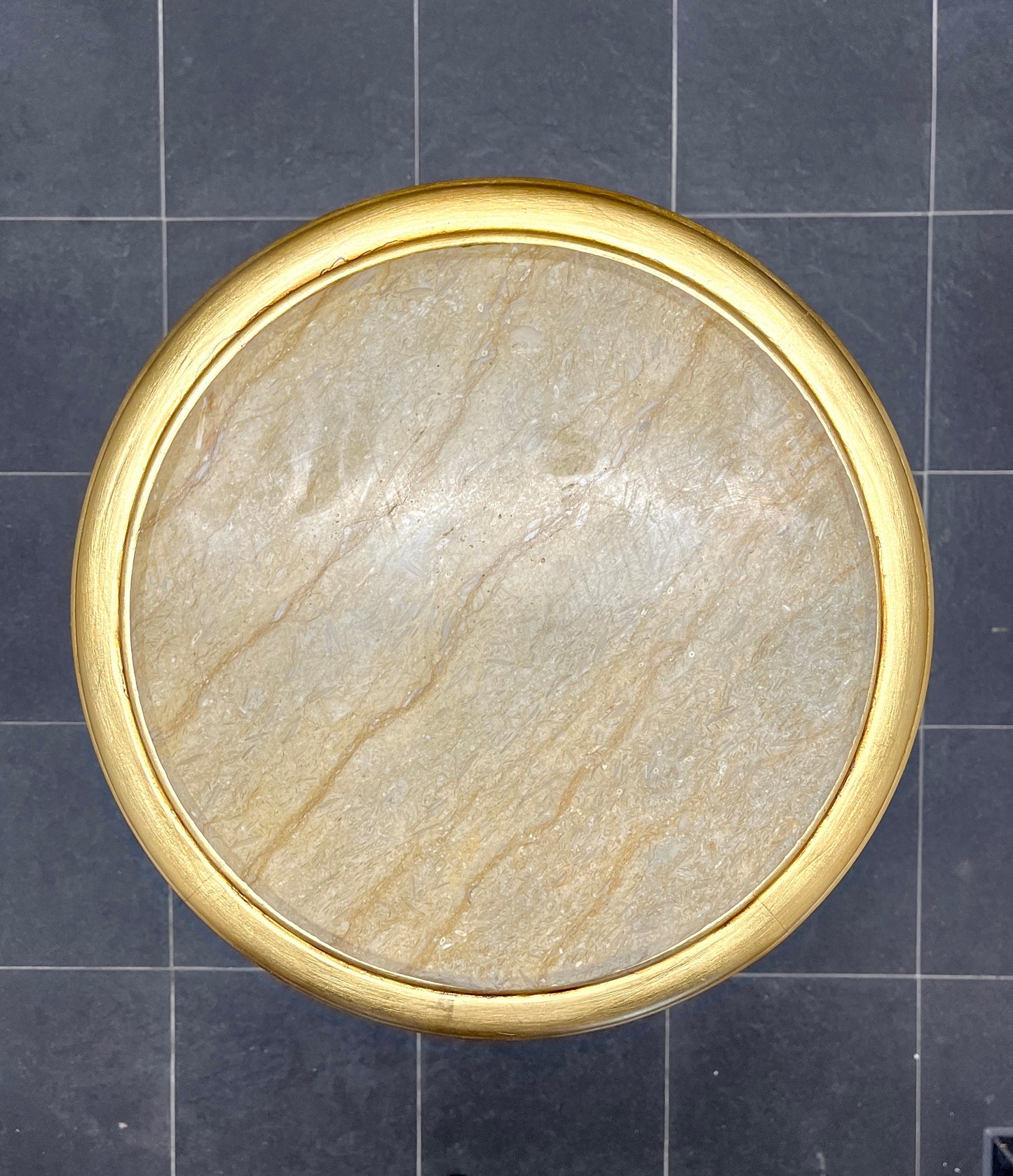 Tall Side Table French Baroque Style with Marble Slab Top for Home Decor Table Gold Finish and Beige Marble