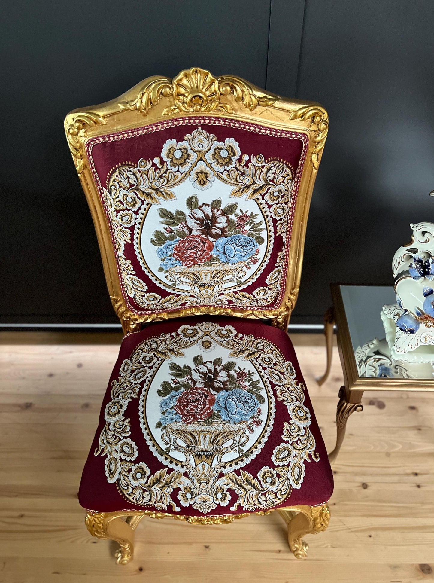 Accent Chair Antique Style Gold Finish Dining Chair Red Baroque Rococo Style Chair in Red Italian Baroque Style for Home