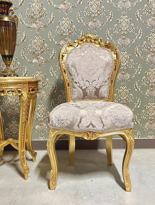 Accent Chair Louis XV Style Champagne Gold Color Dining Chair Retro Baroque Rococo Style Chair for Living Room Home Decor