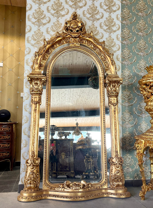 Huge Floor Mirror Royal King Baroque Style Floor Mirror for Hotel Decor or Business Event Decoration in Gold Finish