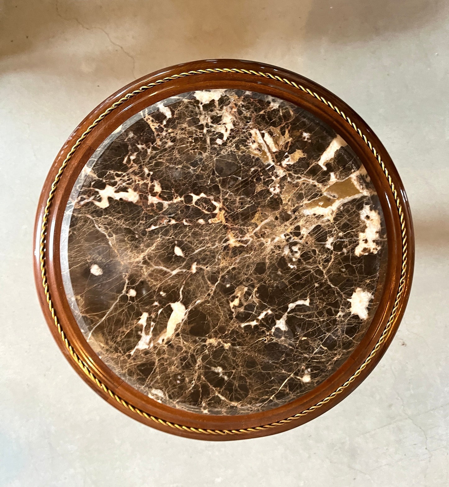 Small Side Table Marble Top Retro Baroque Style Tea Table Café Table Antique Style Wooden Table with Marble Top for Home Decor
