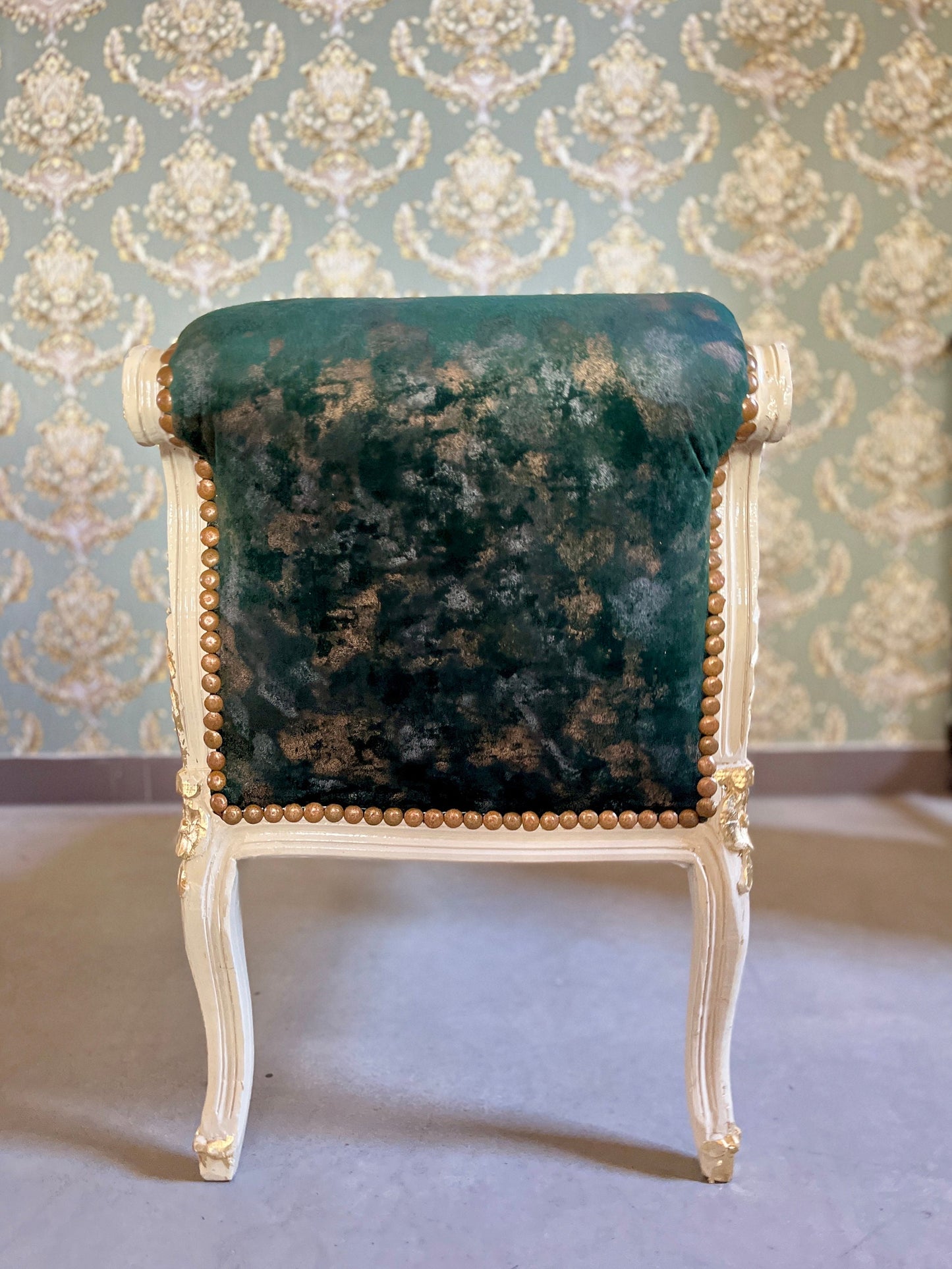 Small Bench Forest Green French Louis Style Small Longue Settee Velvet Red Retro Baroque Style Ottoman for Home Decor