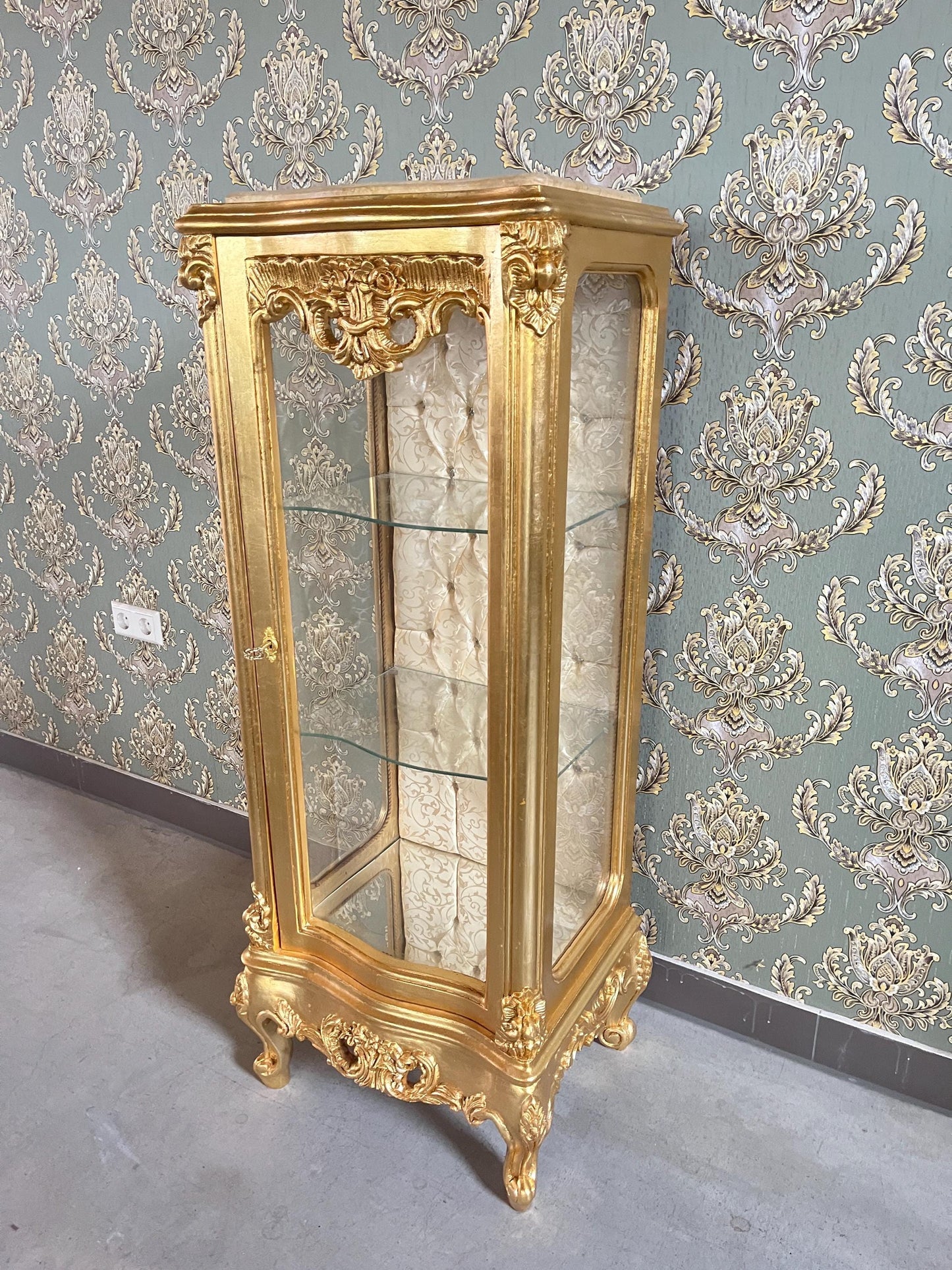 Showcase Gold French Louis XV Style Showcase Antique Style Silver Showcase Baroque Style Beige Showcase Home Decor French Style for Home