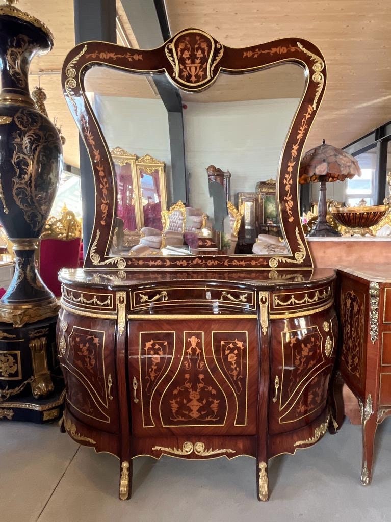 Mirror Cabinet Console in Nostalgic Antique Style Wooden Cabinet Console in Retro Baroque Style Cured Shape