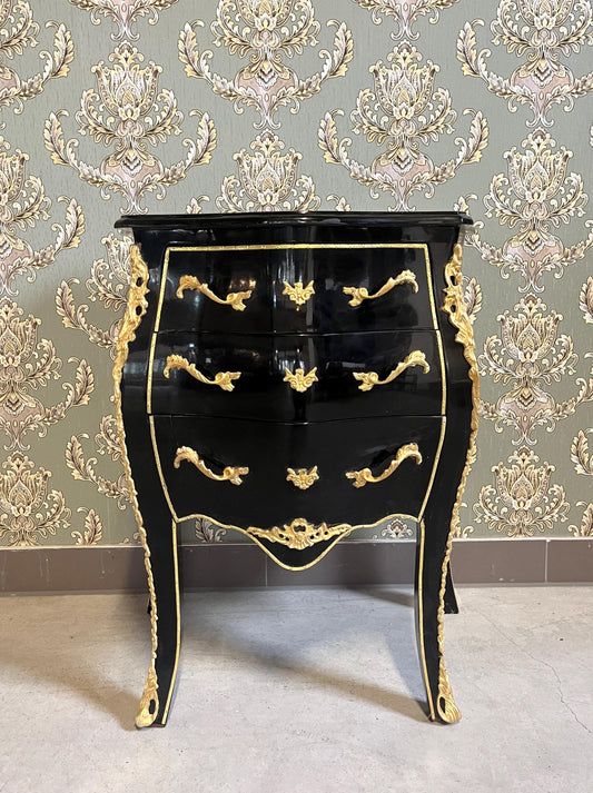 Black Night Stands French Baroque Style Chest of Drawers in Handmade Bedside Table Retro Baroque Rococo Style for bedroom for New Home Decor