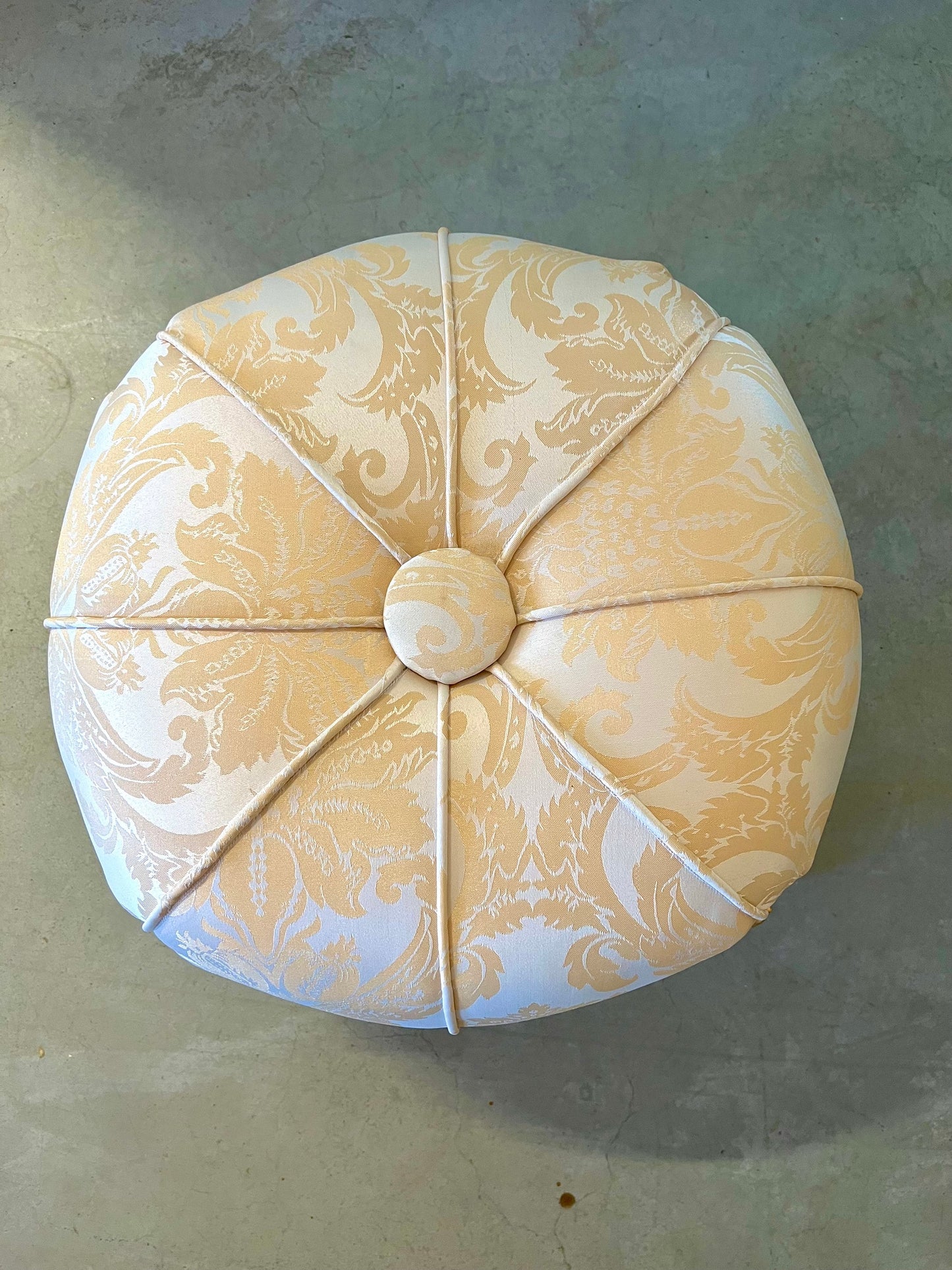 Ottoman French Baroque Rococo Style Footstool for Home Decor Foil Gold Finish in Gold / Beige / Black Jacquard Fabrics