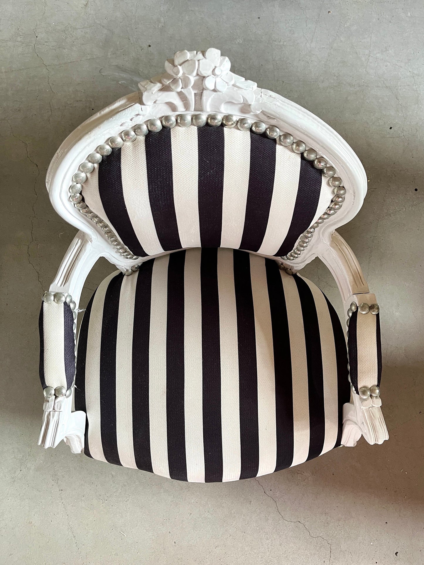 Kid’s Chair Retro Baroque Rococo Style Armchair in Black Stripe French Louis Style Cute Kid’s Chair