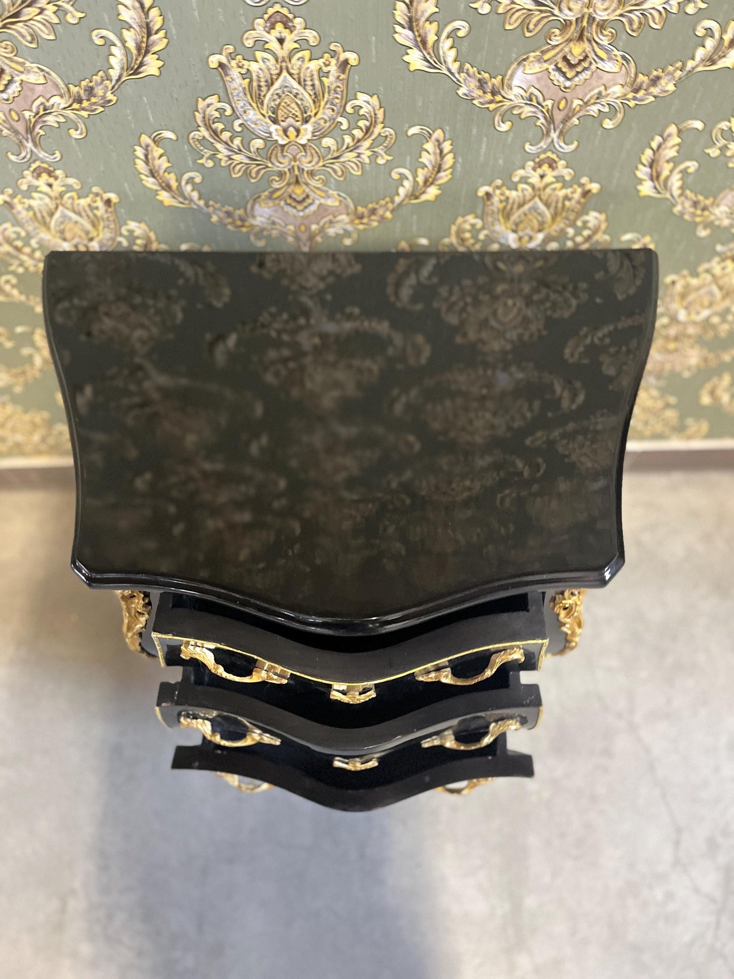 Black Night Stands French Baroque Style Chest of Drawers in Handmade Bedside Table Retro Baroque Rococo Style for bedroom for New Home Decor