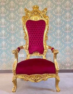 Italienischer barocker Rokoko-Löwenthron Lion Throne Italian Baroque Rococo Style Red Velvet in Gold Finish Huge Armchair for Bar