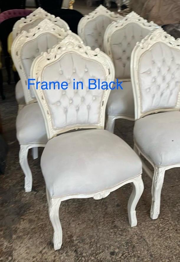 Accent Chair Handmade French Louis XV Style in Black Frame with Beige Colo Velvet Made-To-Order