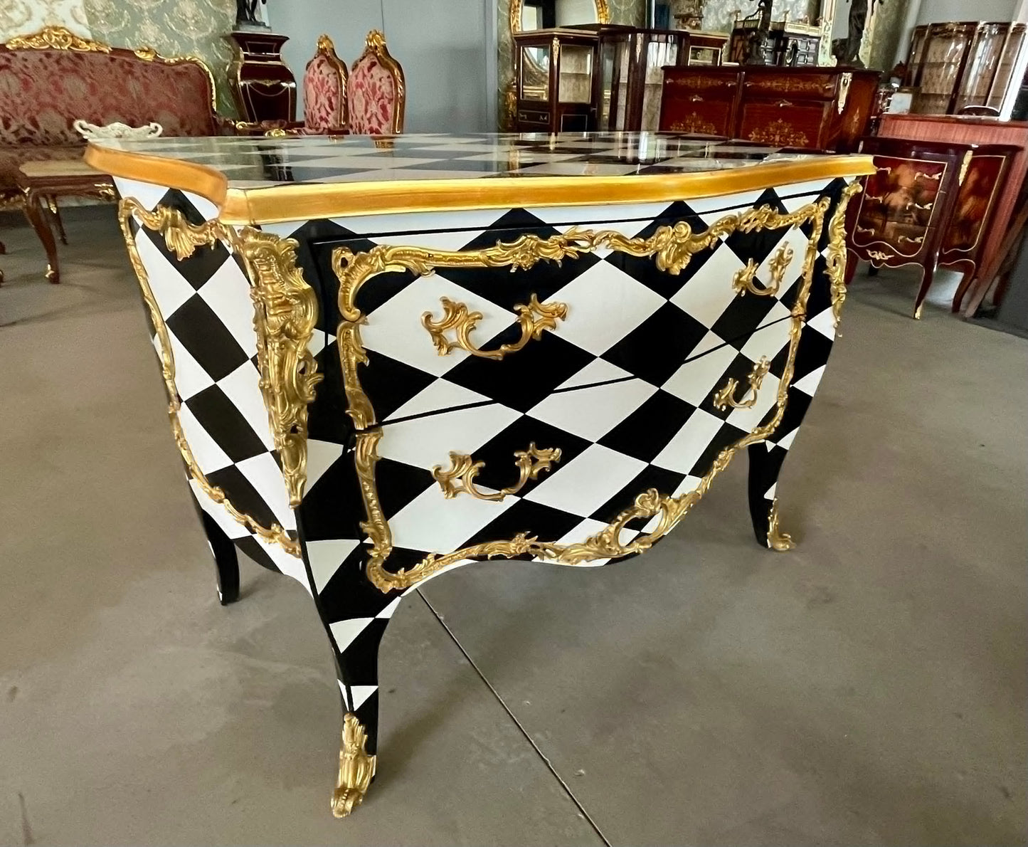 SPECIAL ORDER - Black White & Gold Series of Display Cabinet, Chest of Drawer, Chair, Small Bench and Art Décor Table For Stylish Home Decor