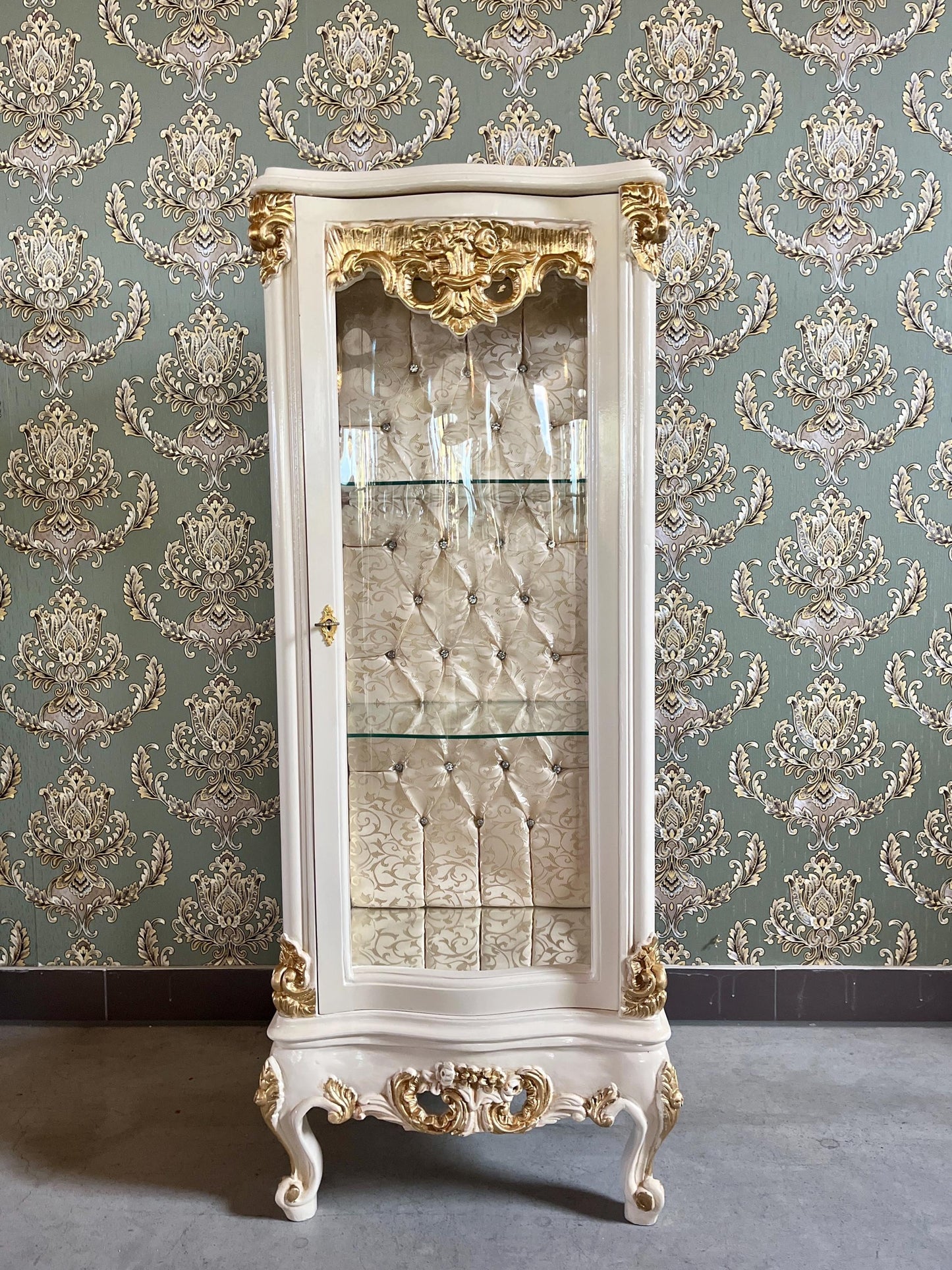 Showcase Gold French Louis XV Style Showcase Antique Style Silver Showcase Baroque Style Beige Showcase Home Decor French Style for Home
