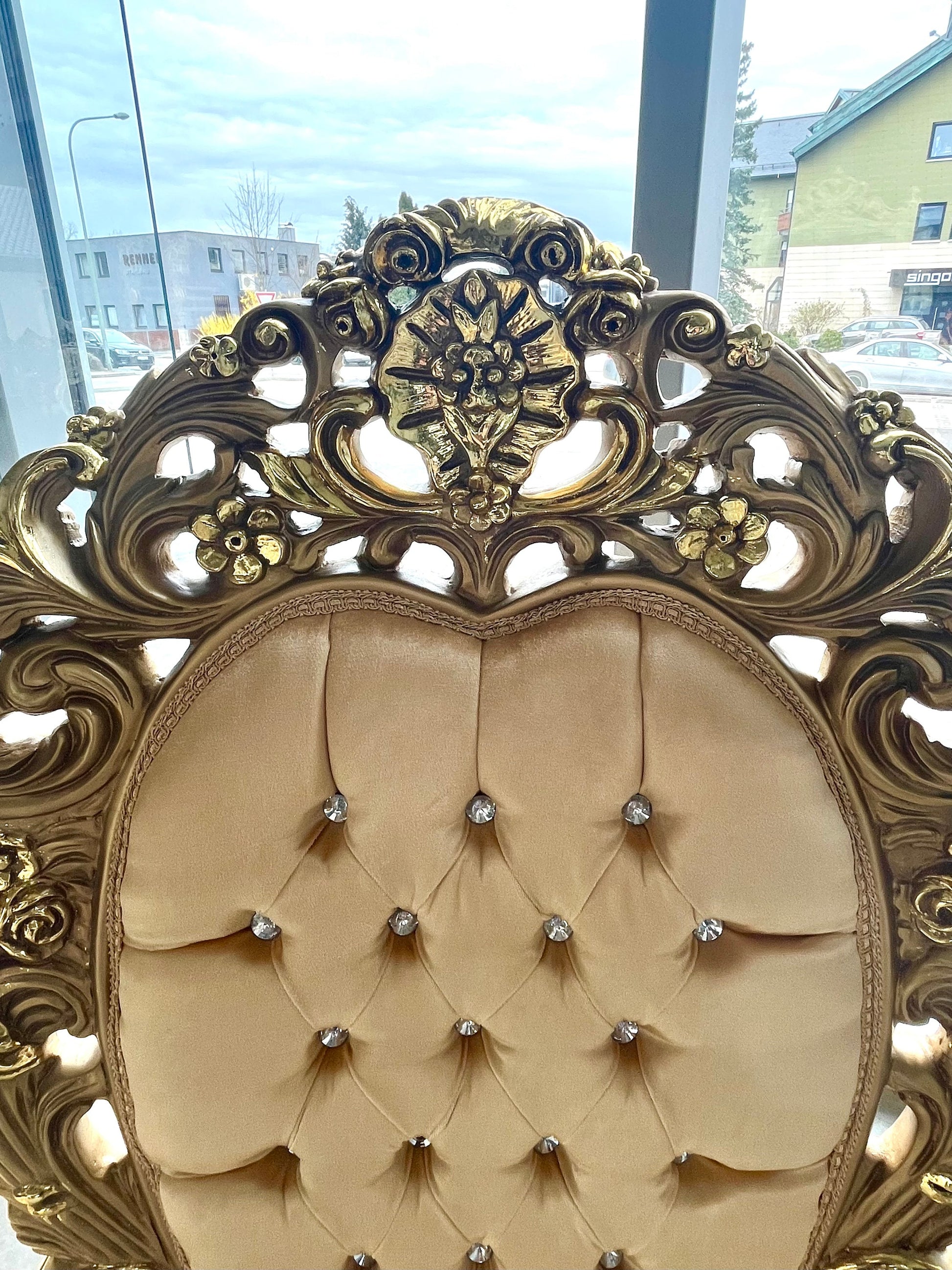 Italiaanse barokke antieke stijl koningstroon / Italian Baroque Antique Style Royal Throne- Gold