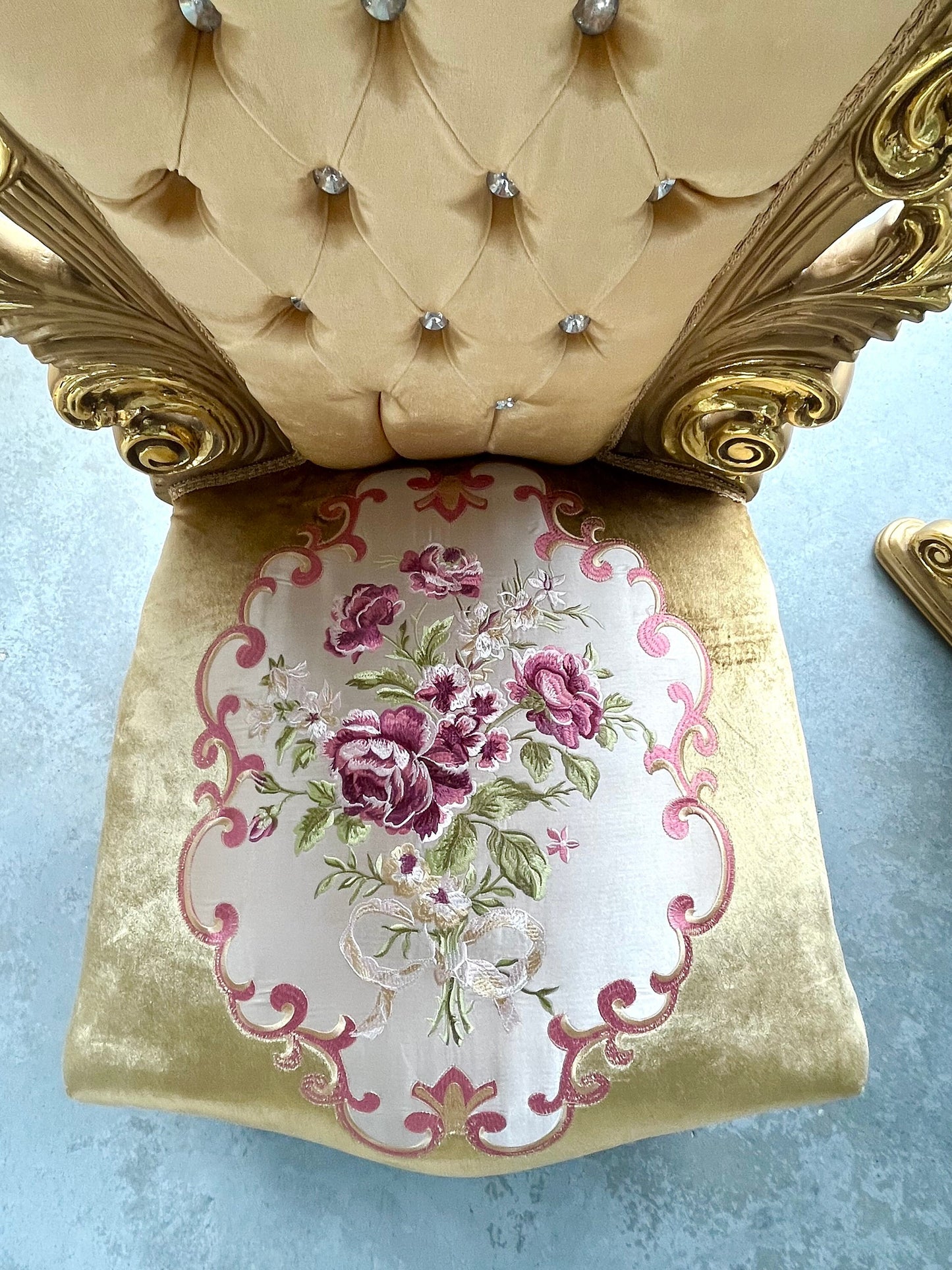 Italiaanse barokke antieke stijl koningstroon / Italian Baroque Antique Style Royal Throne- Gold