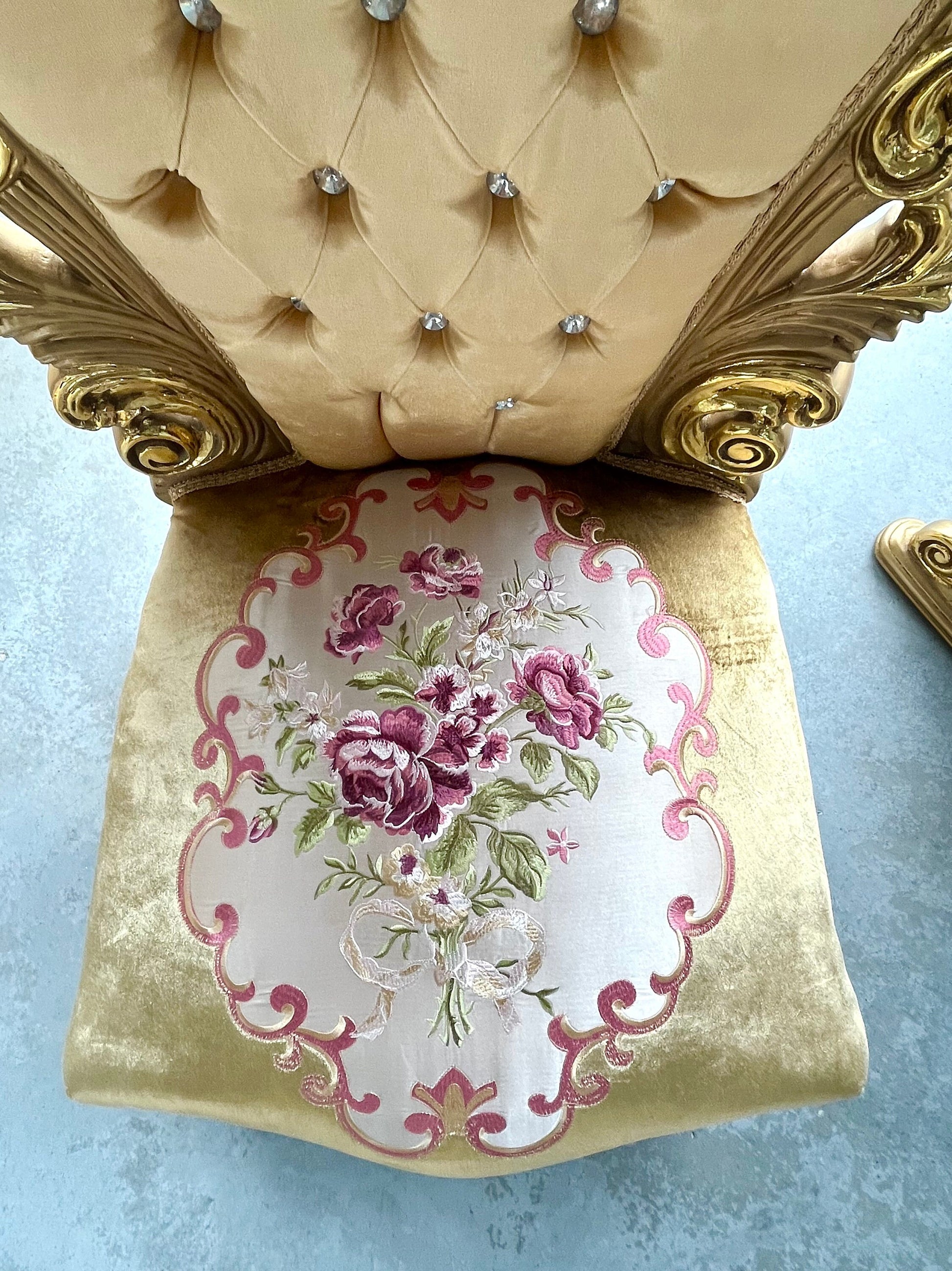 Italiaanse barokke antieke stijl koningstroon / Italian Baroque Antique Style Royal Throne- Gold