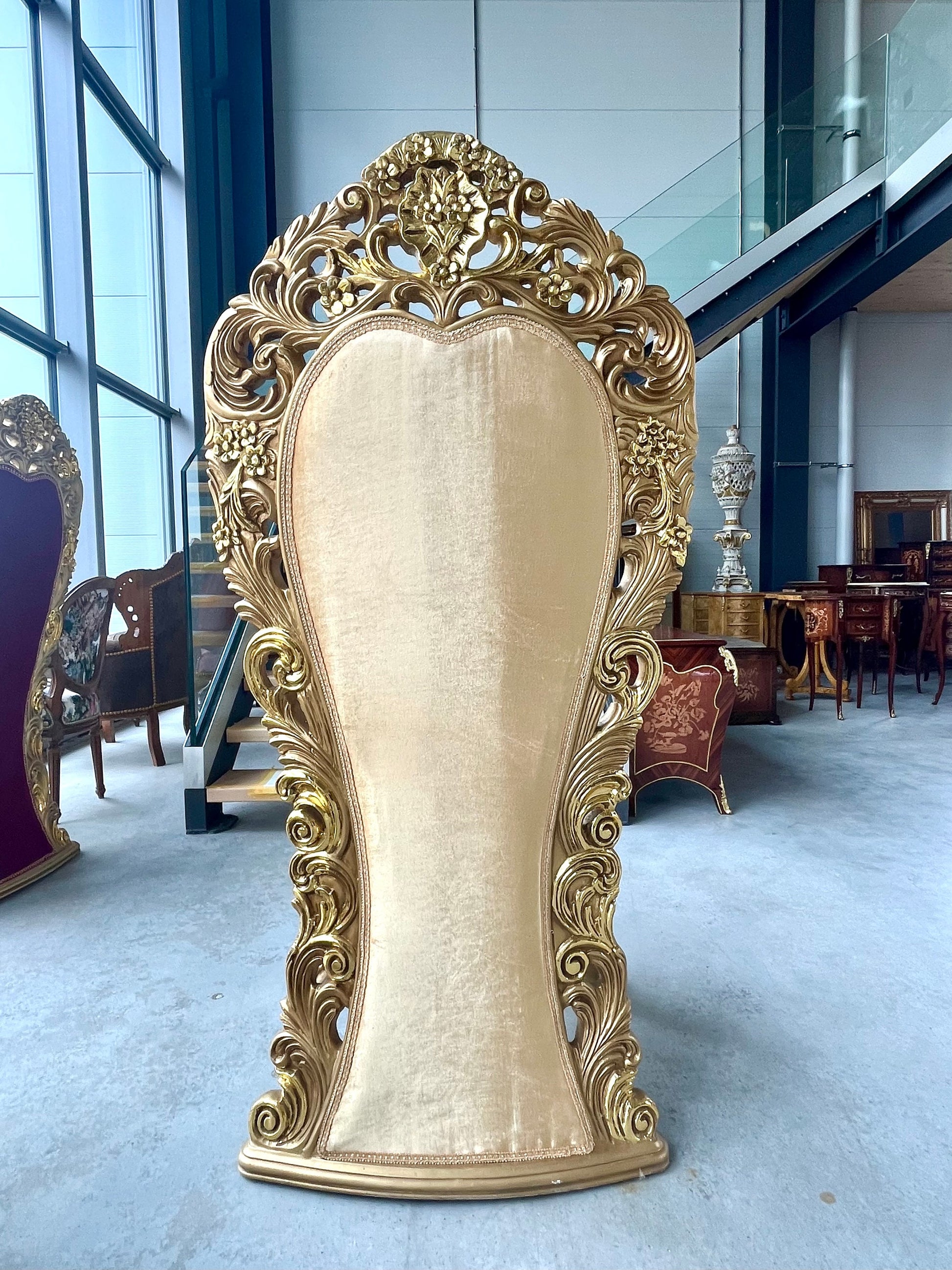 Italiaanse barokke antieke stijl koningstroon / Italian Baroque Antique Style Royal Throne- Gold