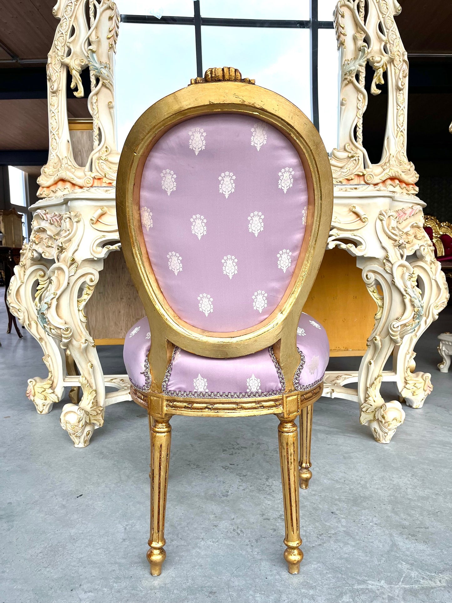 Esszimmerstuhl im französischen Barockstil / Fench Baroque Style Dining Chair- Rosa