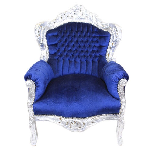 Sessel Barock Rokoko Stil /Armchair Retro Baroque Rococo Style Sofa Chair Nostalgic French Antique Style in Colorful Velvet - Made to Order