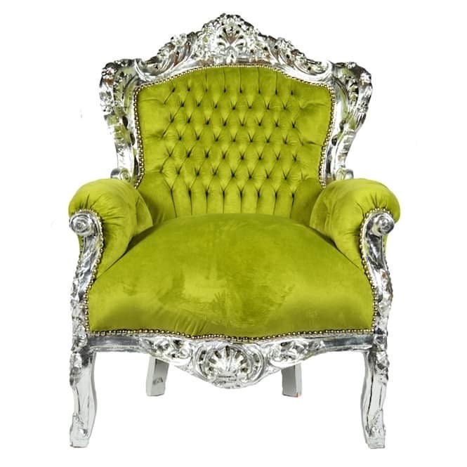 Sessel Barock Rokoko Stil /Armchair Retro Baroque Rococo Style Sofa Chair Nostalgic French Antique Style in Colorful Velvet - Made to Order