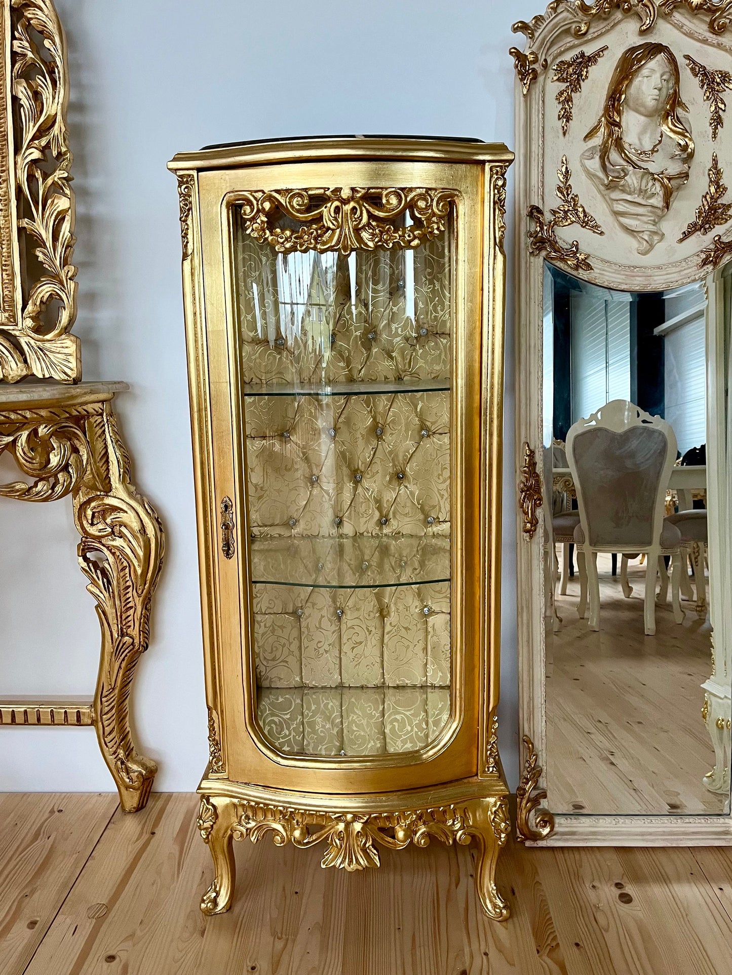 Showcase Gold French Louis XV Style Showcase Antique Style Silver Showcase Baroque Style Beige Showcase Home Decor French Style for Home