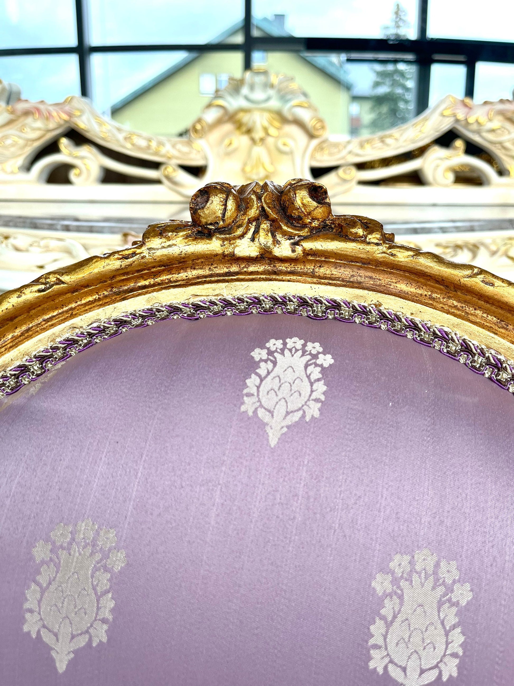 Esszimmerstuhl im französischen Barockstil / Fench Baroque Style Dining Chair- Rosa