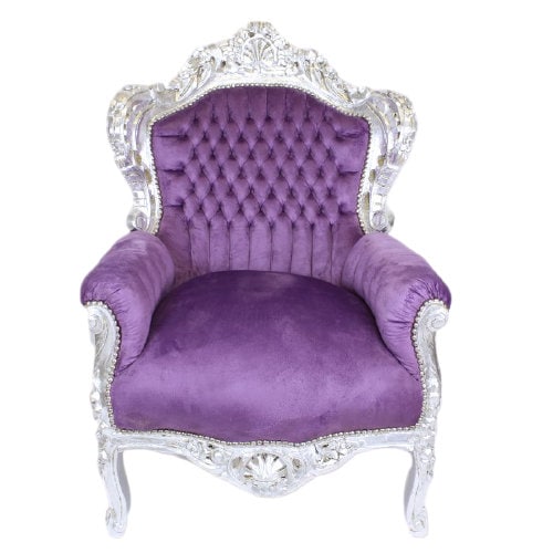 Sessel Barock Rokoko Stil /Armchair Retro Baroque Rococo Style Sofa Chair Nostalgic French Antique Style in Colorful Velvet - Made to Order