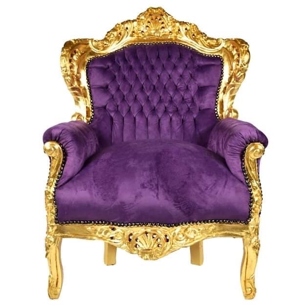 Sessel Barock Rokoko Stil /Armchair Retro Baroque Rococo Style Sofa Chair Nostalgic French Antique Style in Colorful Velvet - Made to Order