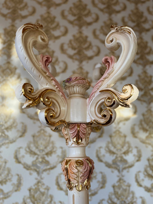 Colorful Wooden Stand Baroque Rococo Style Tall Floor Rack for Home Decor in Living Room