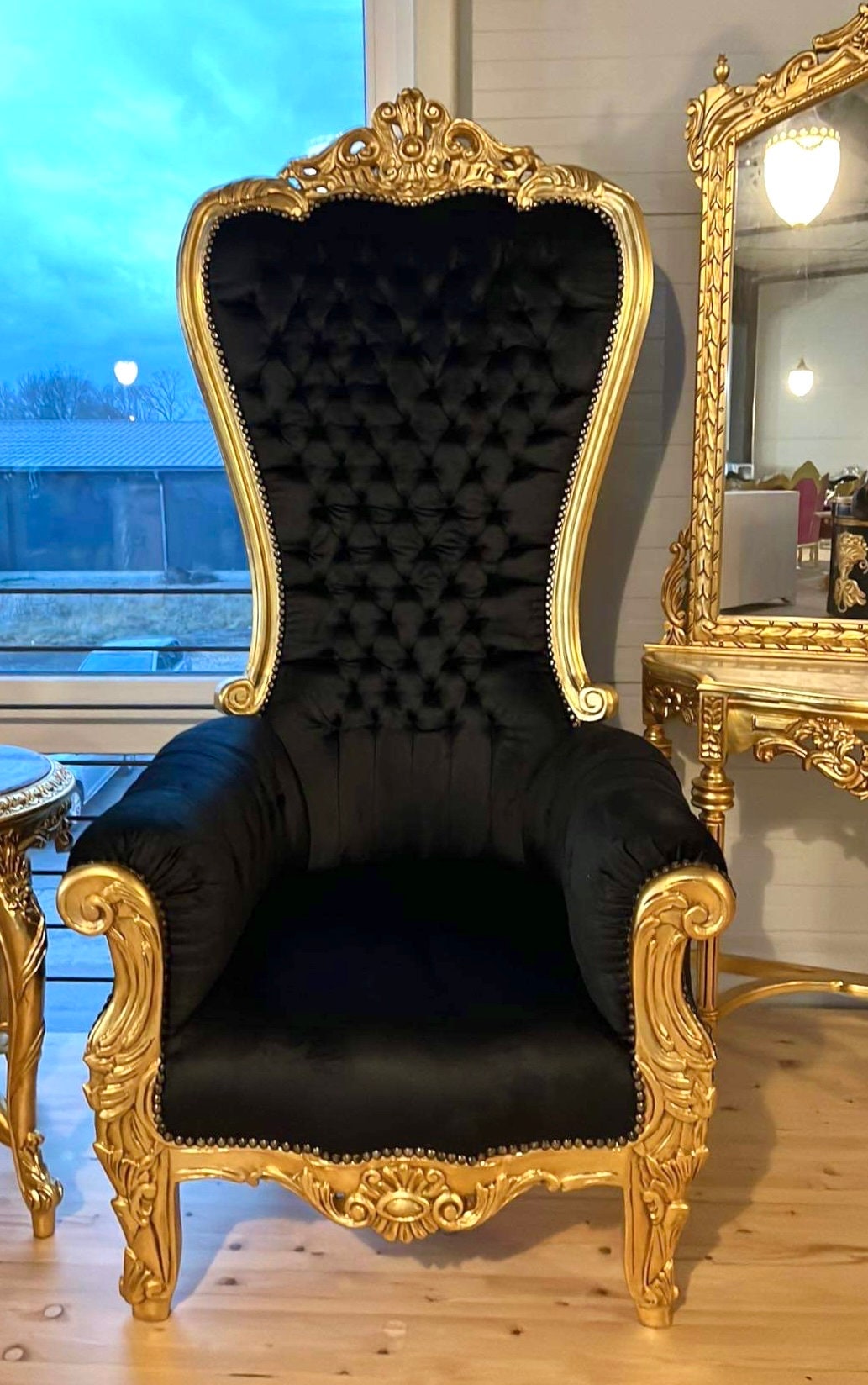 Thron im französischen Barock-Rokoko-Stil / Huge Sofa Chair Antique Style Real Wood Big Armchair for Special Event - Made to Order
