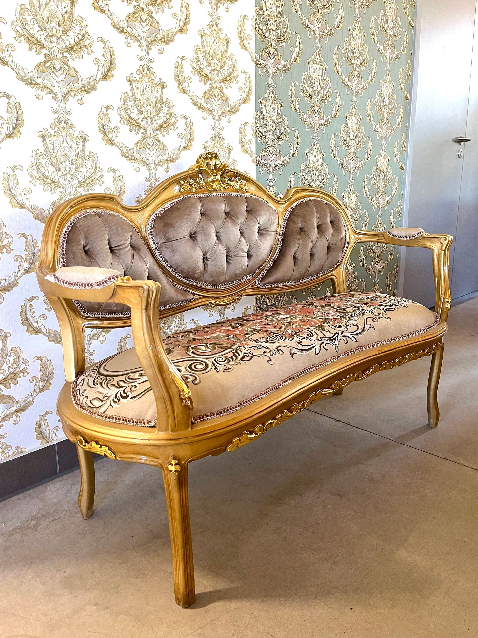 Sofa Set Camel Color Velvet for Home Sofa Set French Louis Style for Lodge Retro Style Settee Coffee Table Marble Top for Longue Room