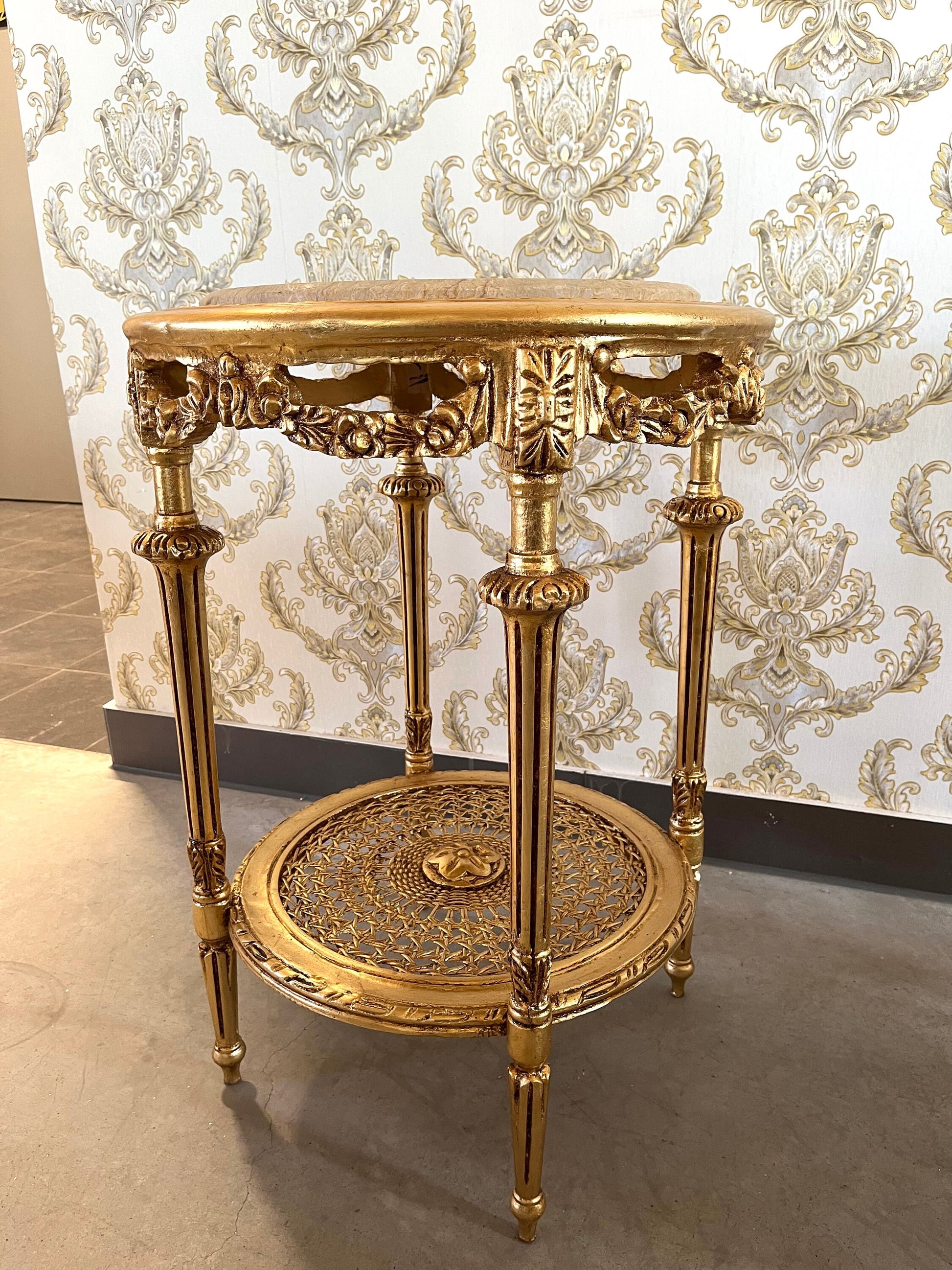 Side Table French Baroque Style with Marble Top Side Table Antique Style Silver Finish Home Decor Side Table