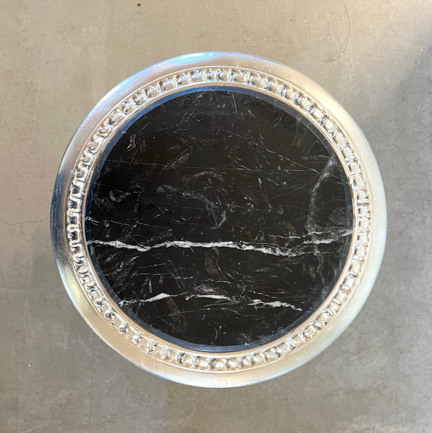 Side Table French Baroque Style with Marble Top Side Table Antique Style Silver Finish Home Decor Side Table