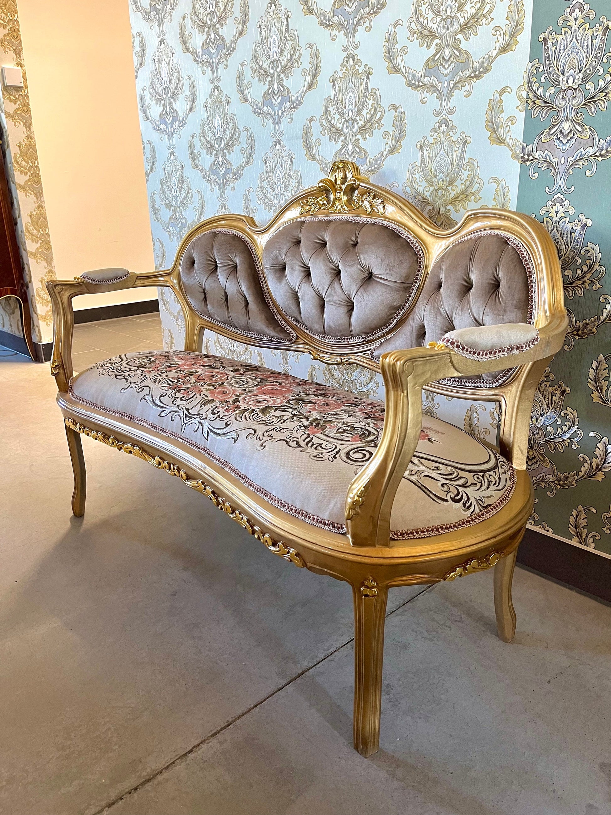 Sofa Set Camel Color Velvet for Home Sofa Set French Louis Style for Lodge Retro Style Settee Coffee Table Marble Top for Longue Room