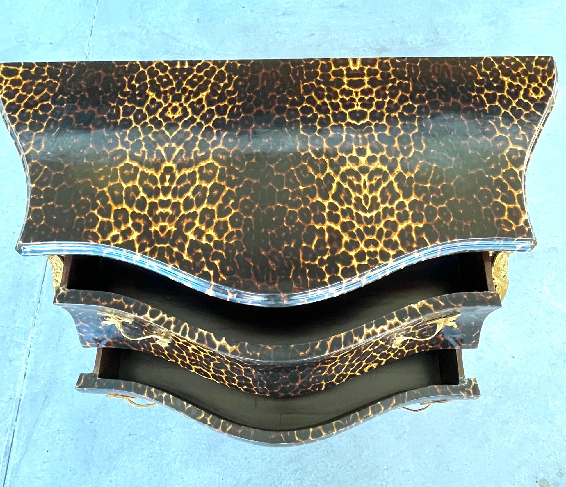 Chest of Drawer Louis XV Style in Leopard Print Dresser Retro Baroque Rococo Style Bedroom Kommode in Brown Leopard Print Collection Decor