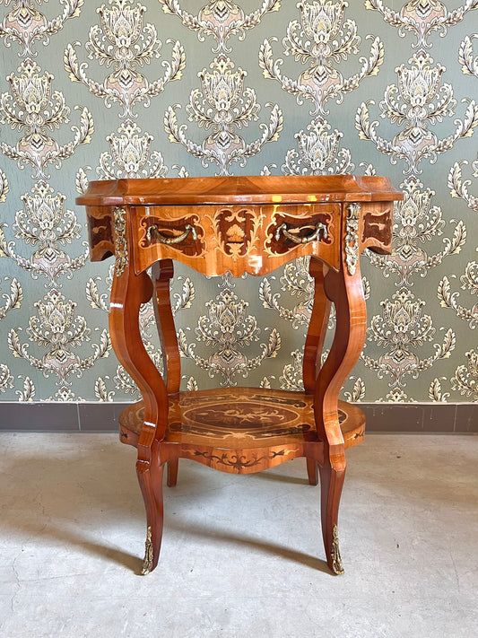 Side Table French Antique Style Wooden Brown Coffee Table Retro Baroque Style Side Table for Home Decor