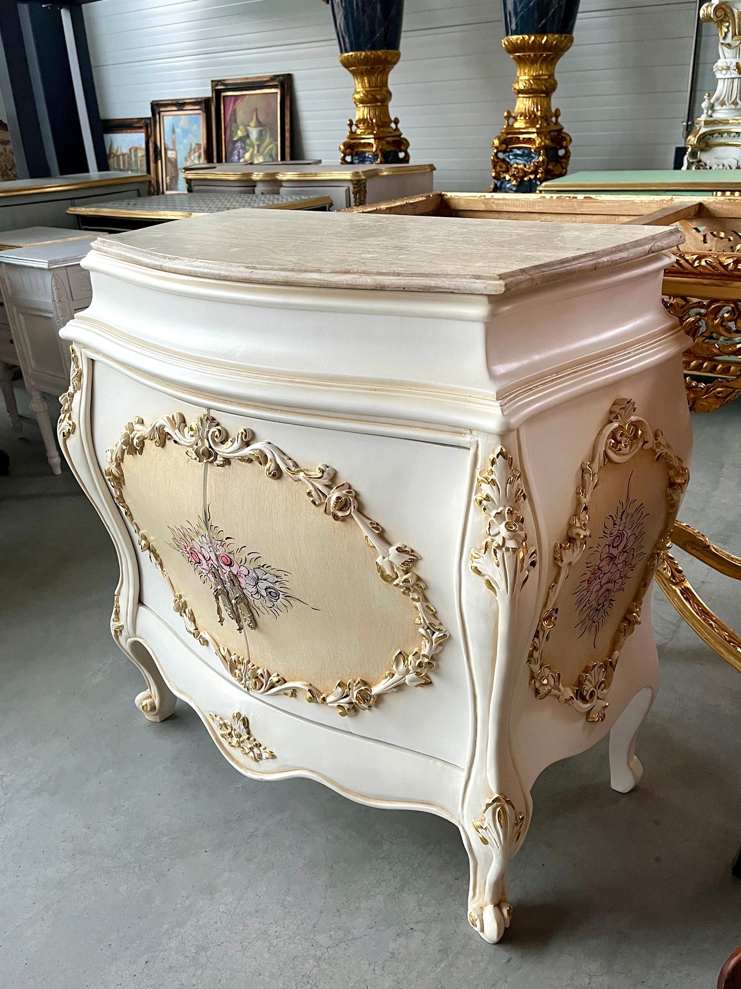 Cabinet Marble Top Home Decor Baroque Style Cabinet Marble Top French Style Cabinet in Beige Color French Antique Style Cabinet with Marble