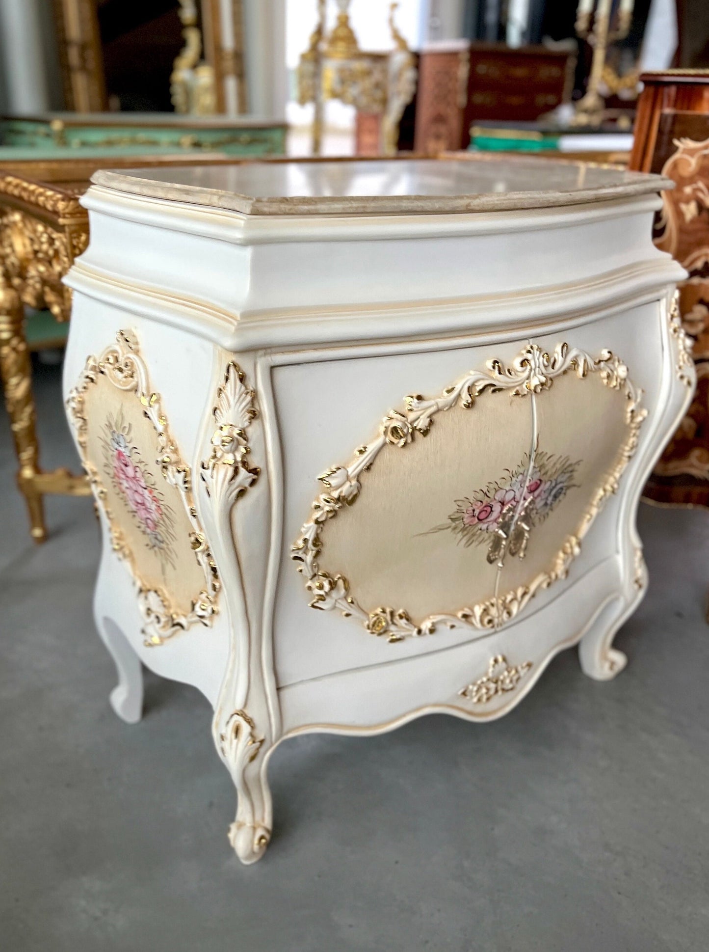 Cabinet Marble Top Home Decor Baroque Style Cabinet Marble Top French Style Cabinet in Beige Color French Antique Style Cabinet with Marble