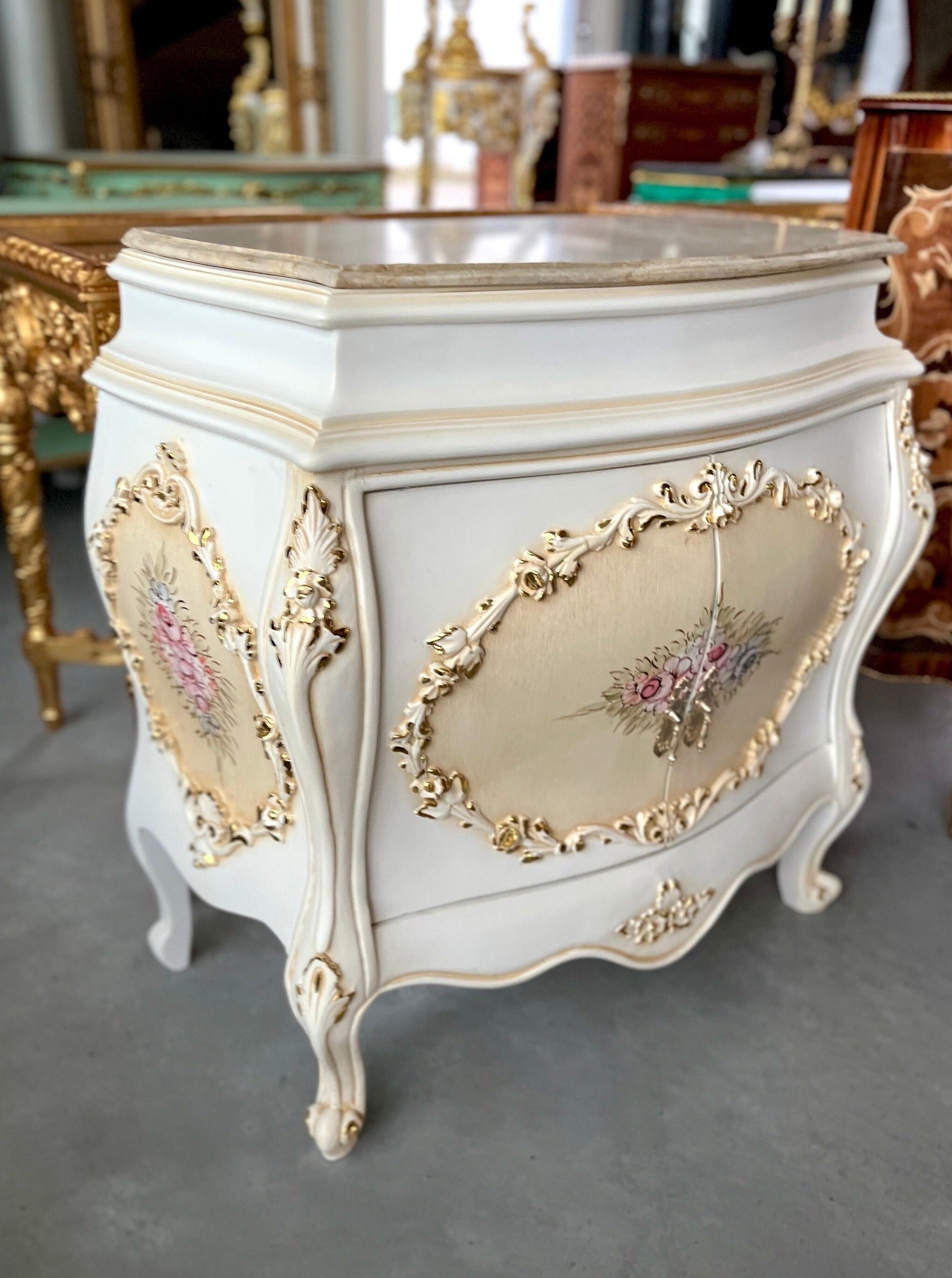 Cabinet Marble Top Home Decor Baroque Style Cabinet Marble Top French Style Cabinet in Beige Color French Antique Style Cabinet with Marble