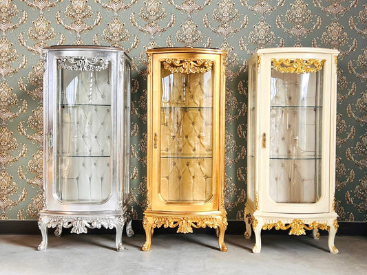 Showcase Gold French Louis XV Style Showcase Antique Style Silver Showcase Baroque Style Beige Showcase Home Decor French Style for Home