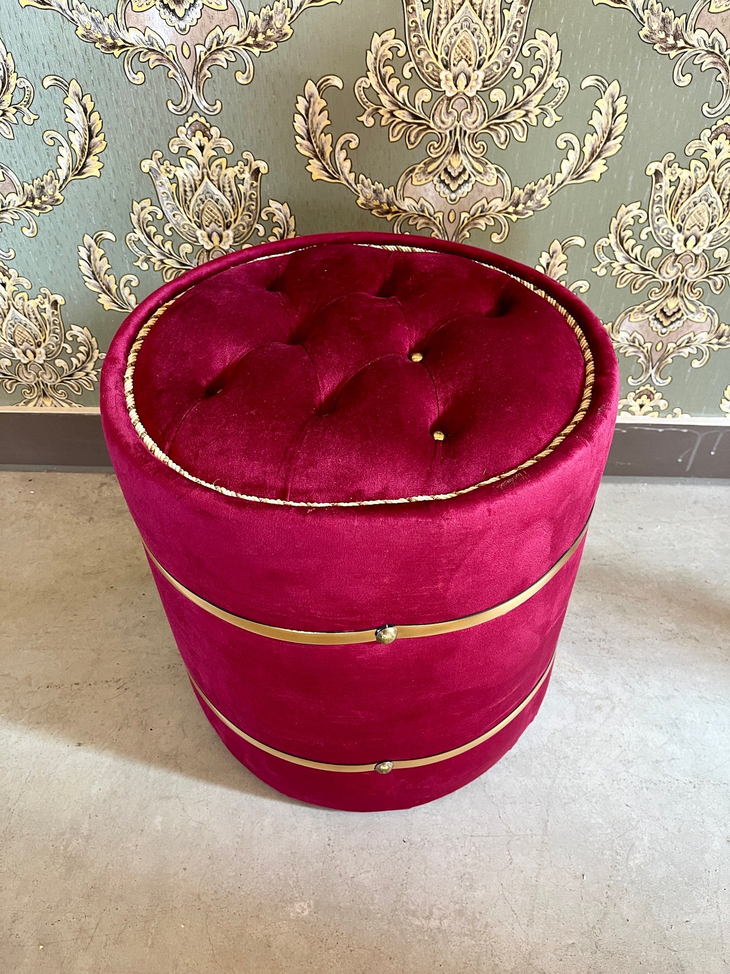 Ottoman Colorful Baroque Style Stool Nostalgic French Handmade Style Ottoman for Home Decor in Rich Velvet Purple Blue Red Beige