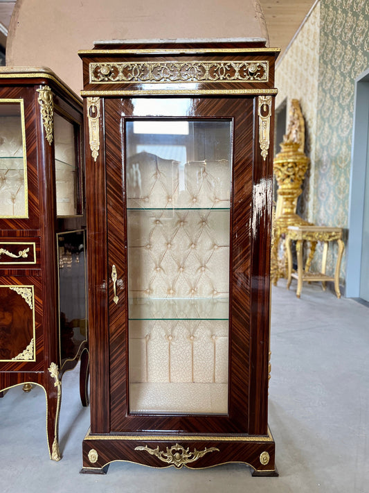 Display Cabinet French Antique Style Glass Wooden Showcase Retro Baroque Style for Home Decoration