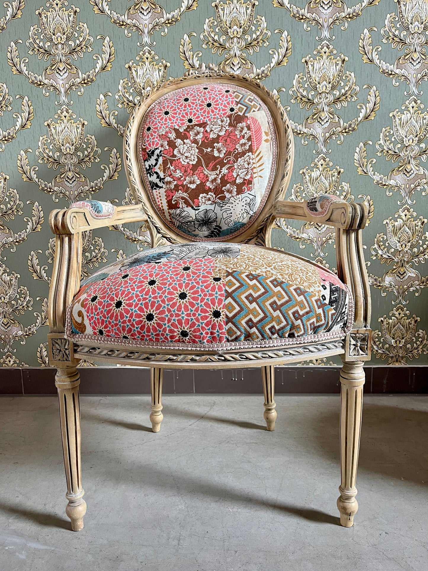 Sessel Französischer Barockstil Esszimmerstuhl Akzentstuhl/Armchair French Baroque Style Dining Chair Accent Chair- Summer Flower Series 1