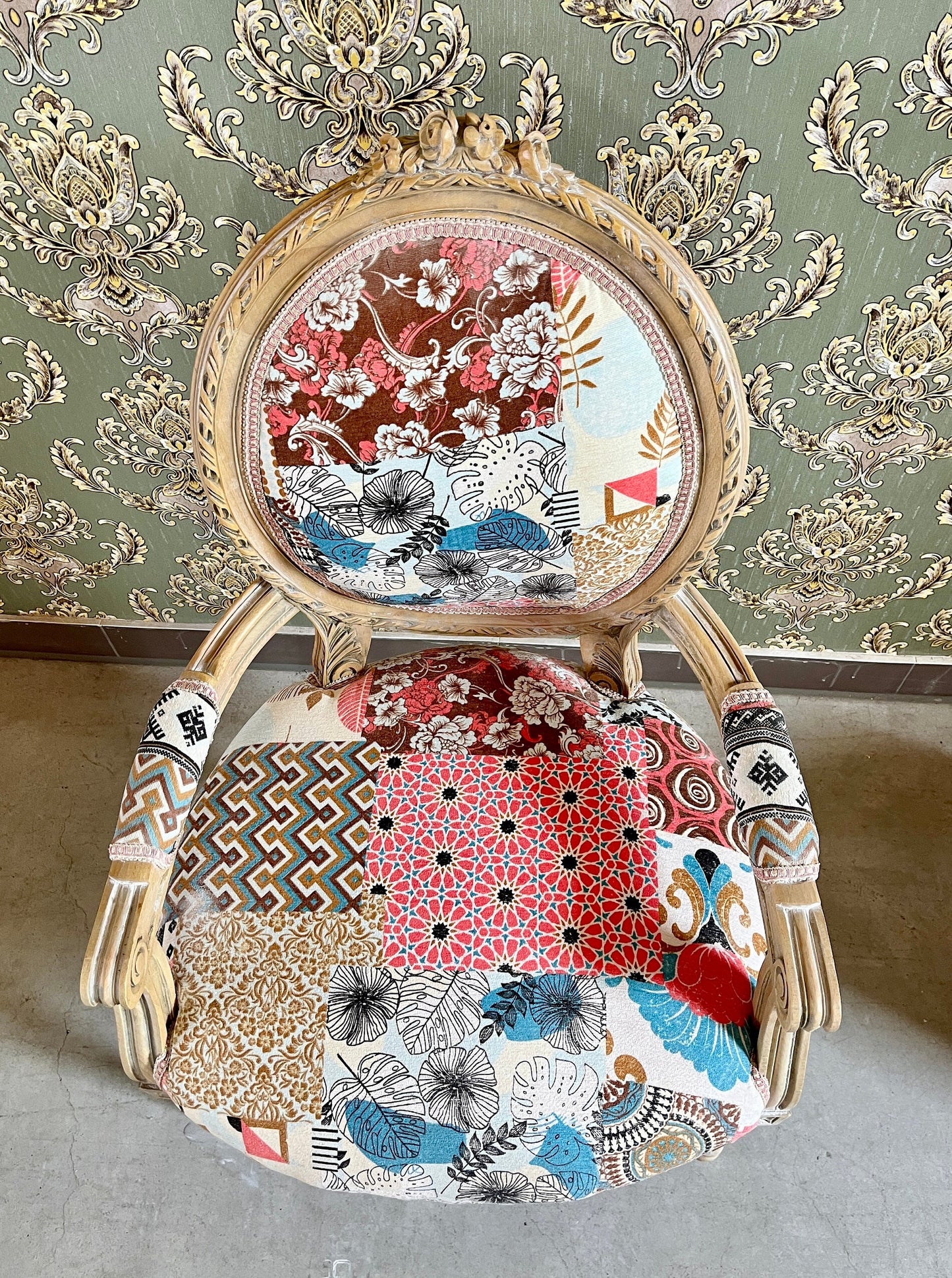 Sessel Französischer Barockstil Esszimmerstuhl Akzentstuhl/Armchair French Baroque Style Dining Chair Accent Chair- Summer Flower Series 1